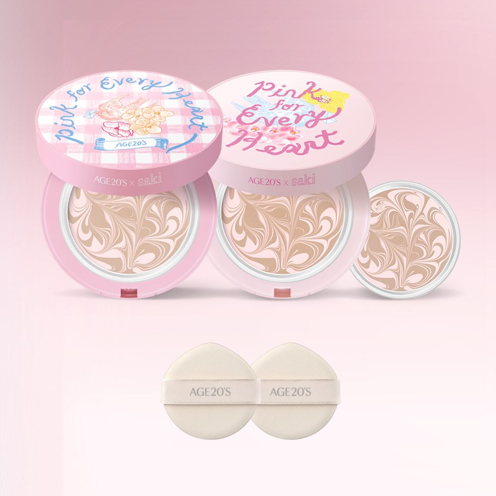 에이지투웨니스 핑크 포 에브리 하트 에디션 디오리진 에센스 팩트 핑크 라떼 12.5g 본품+리필(+퍼프2매) (SPF50+) 제품 이미지