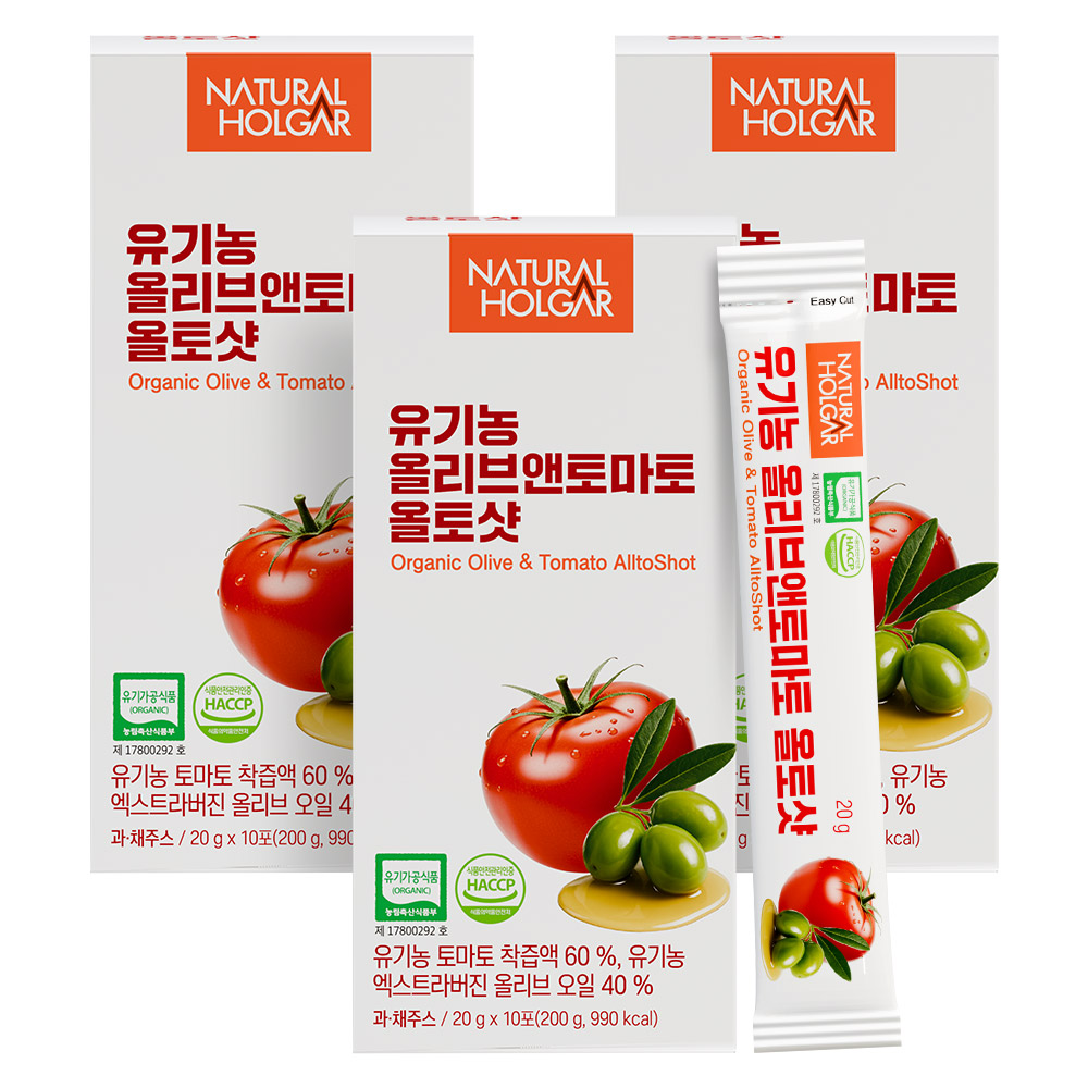 네츄럴올가 유기농 올리브오일 앤 토마토 올토샷 10포, 3개 - 상품 이미지