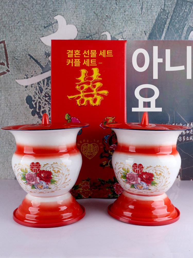스테인레스 손잡이 요강 스텐 화장실 통 간이 어르신 정교한 엠보스 퍼플레드플로럴 - 상세 이미지 5