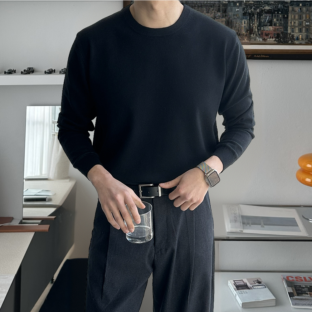 남자니트 남자목폴라 모크넥 캐시미어 se 라운드 반목폴라 니트 제품 이미지