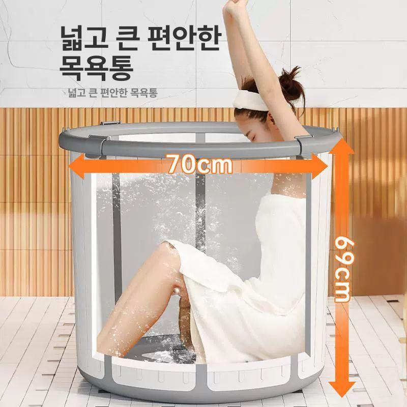 접이식 가정용 사우나 성인용 반신욕기 휴대용 원룸용 홈 1단계 대형 뚜껑 있음 목욕 의자 포함 - 상세 이미지 2