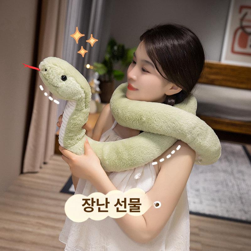 뱀 인형 쿠션 뱀베개 애착 선물용 녹색 뱀 120cm - 상세 이미지 2
