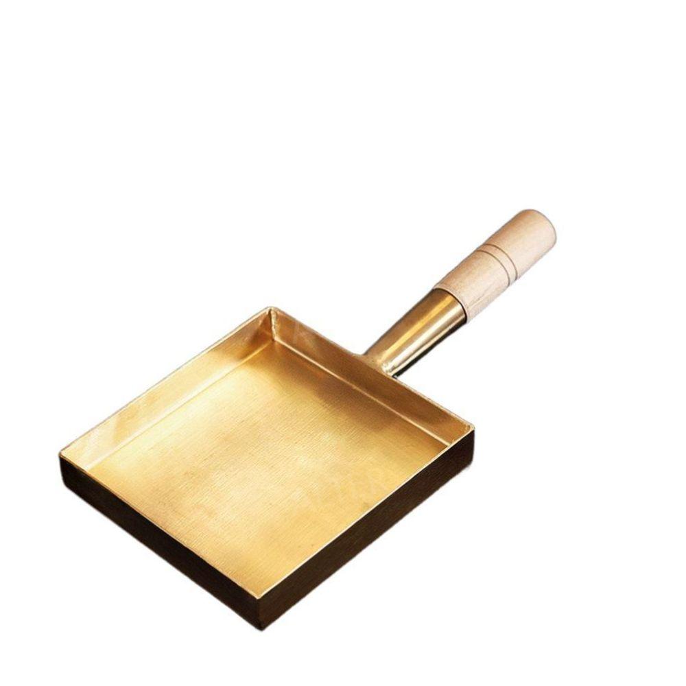 다마고야끼 팬 일본 베이킹 네모 다시마끼팬 베벨 나무 후라이팬 사각 구리 사선 21cm (뚜껑 포함) - 상품 이미지