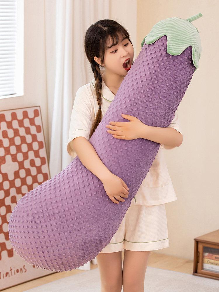 안고자는베개 퍼플 가지 대형 바디필로우 롱쿠션 빈티지 벨벳 가지 대형 1m3 - 상세 이미지 3