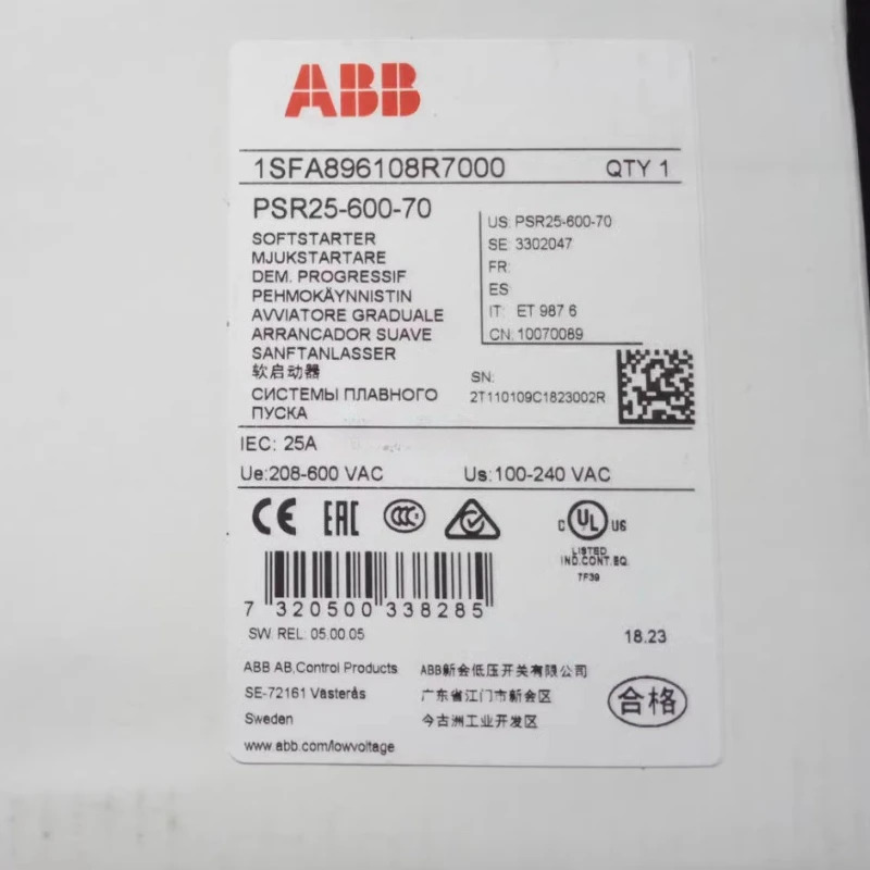 ABB PSR60-600-70 30kw PSR72-600-70 37kw PSR85-600-70 45kw PSR105-600-70 55kw 소프트 스타터 원본