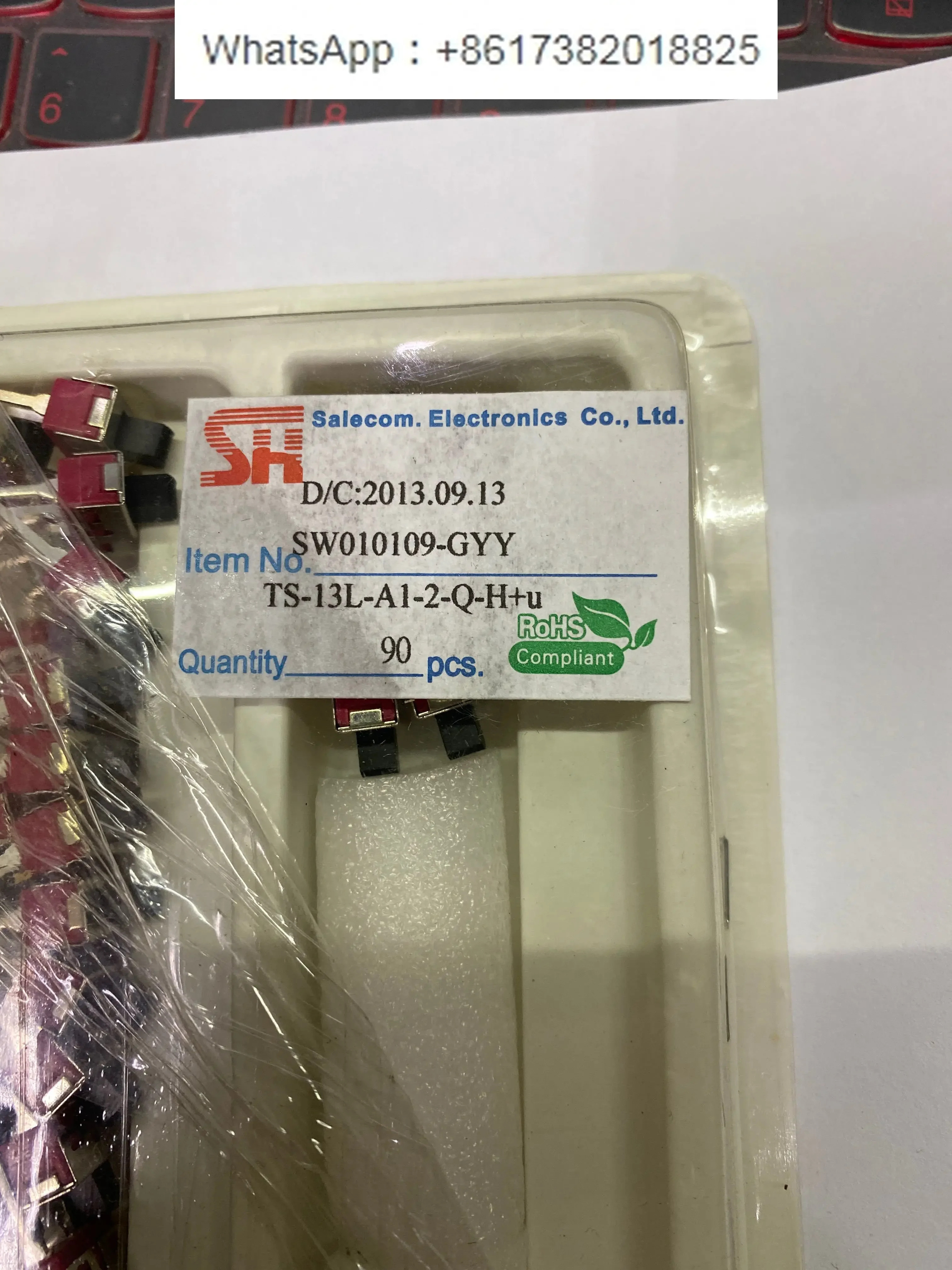 20PCS 슬라이드 스위칭 전원공급장치 TS-13L-A1-2-Q-H 수직 측면 곡선 발 3 피트 2 기어 토글
