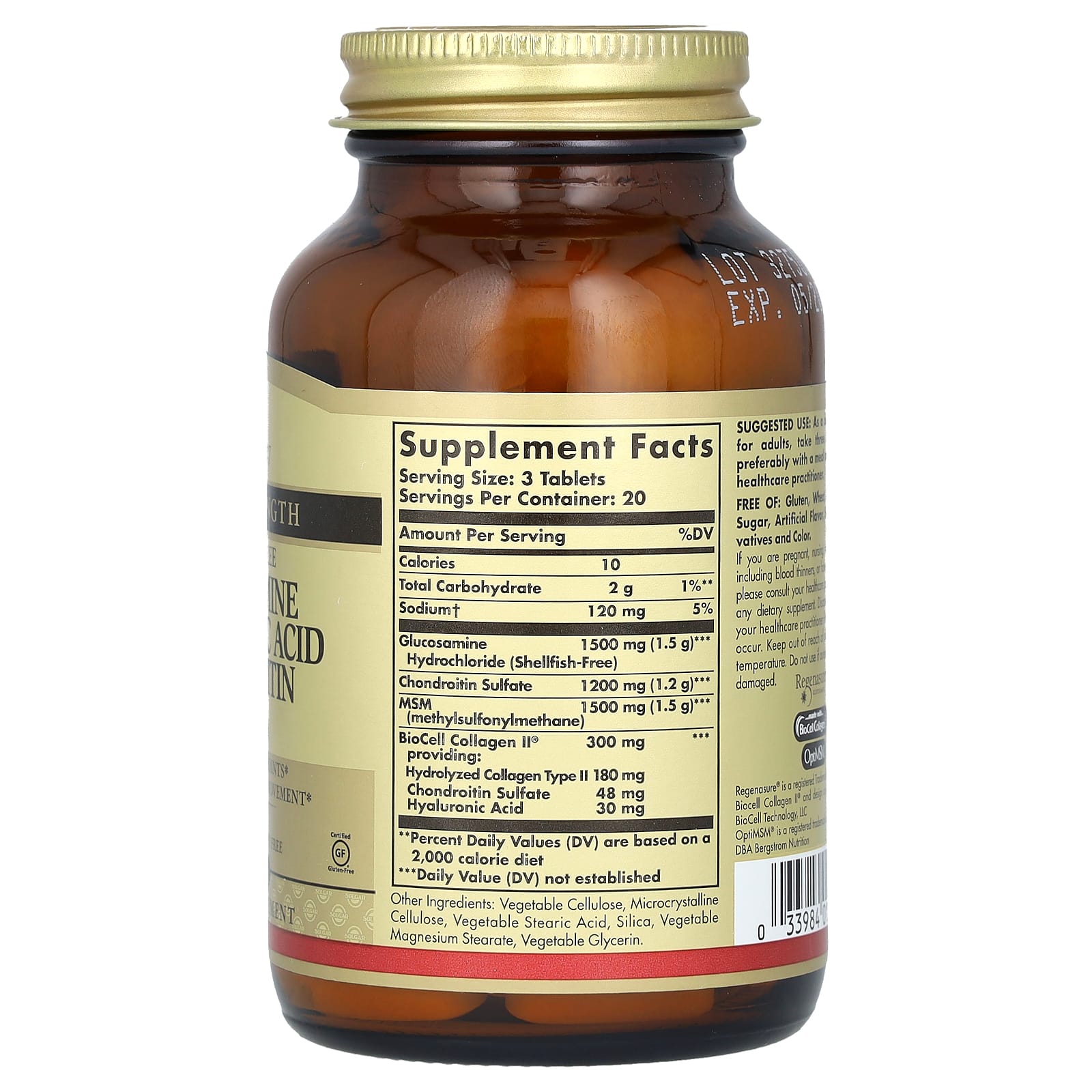 솔가 글루코사민 히알루론산 콘드로이친 MSM 1500mg 60정, 2개 - 상세 이미지 2