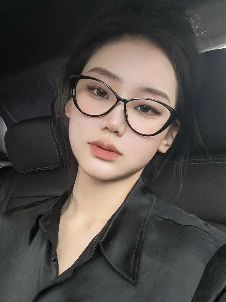 캣아이 안경 안경테 캣츠아이 투명테 복고 하금테 긱시크 금테 호피 - 상세 이미지 3