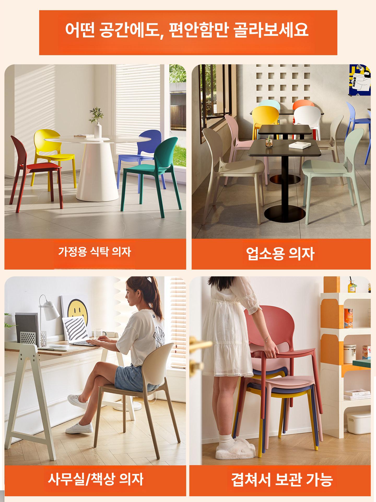 공부방 의자 카페 예쁜 등받이 플라스틱 식탁 의자 - 상세 이미지 5