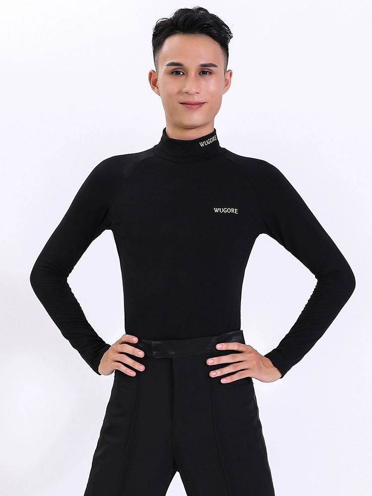 왈츠복 모던 라인 브이넥 상의 긴팔 블랙 플립칼라 M - 상품 이미지