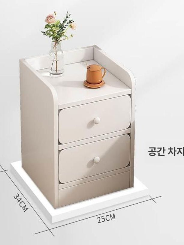 침대 거실 틈새 원룸 수납 슬림 서랍장 좁은 조립 침실 웜화이트 이중 서랍 40cm - 상세 이미지 2