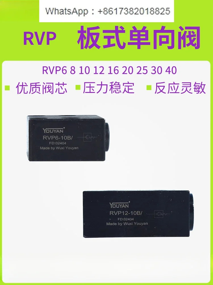 RVP25 스테인레스 스틸 30 유압 유지 밸브 40 플레이트 체크밸브 RVP6-1-10B/812 16 20