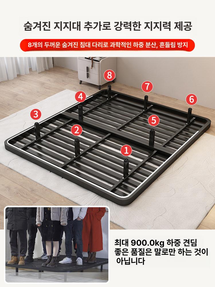 무헤드 침대프레임 철제 킹 퀸 받침 매트리스 조명 없음 화이트+20cm 셰르파 매트리스 1200mm x 1900mm - 상세 이미지 2