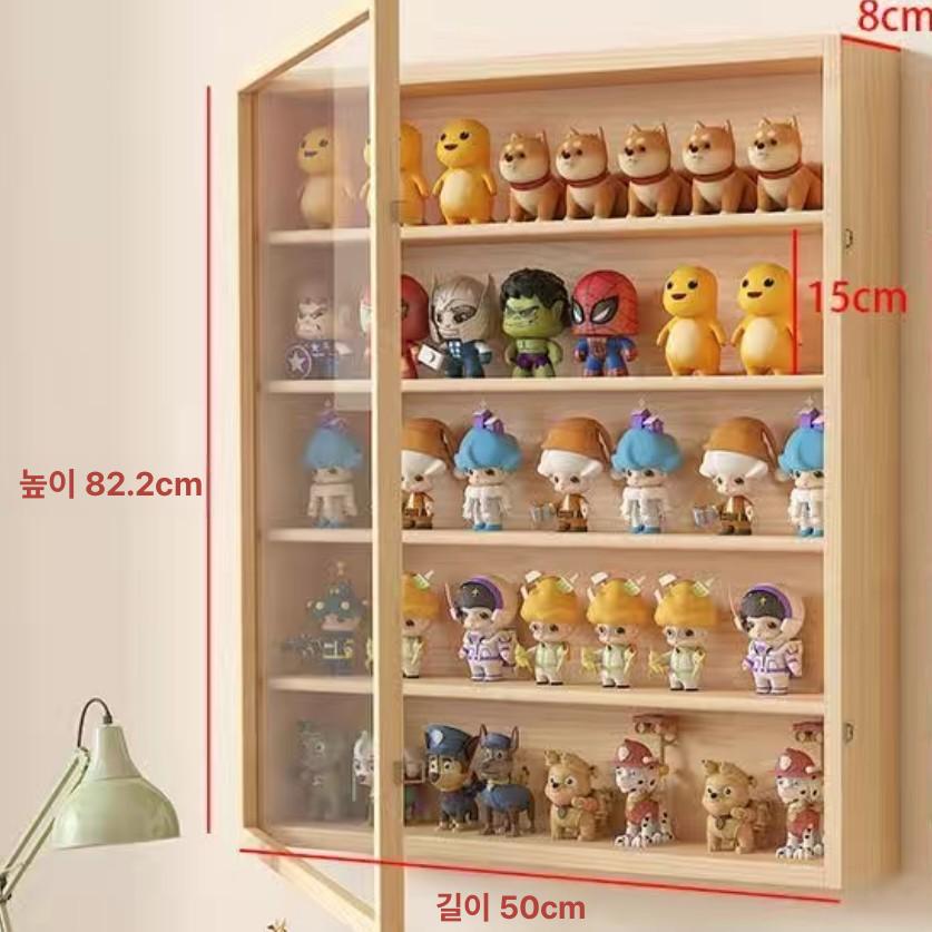쇼케이스 미니 장식장 인형 목재 선반 피규어 진열장 투명 투명장식장 경첩문 - 상세 이미지 2