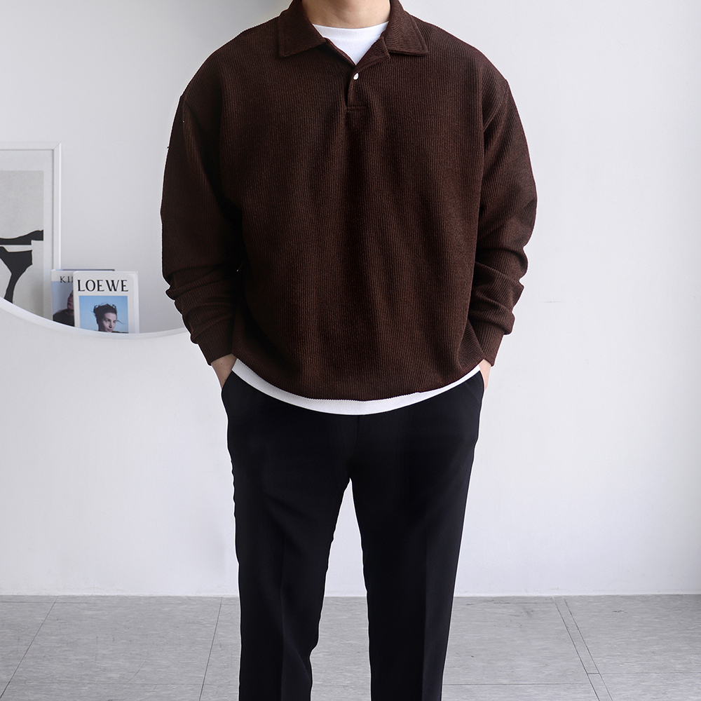 초록색니트 남자니트카라티 풀오버 이미지 8
