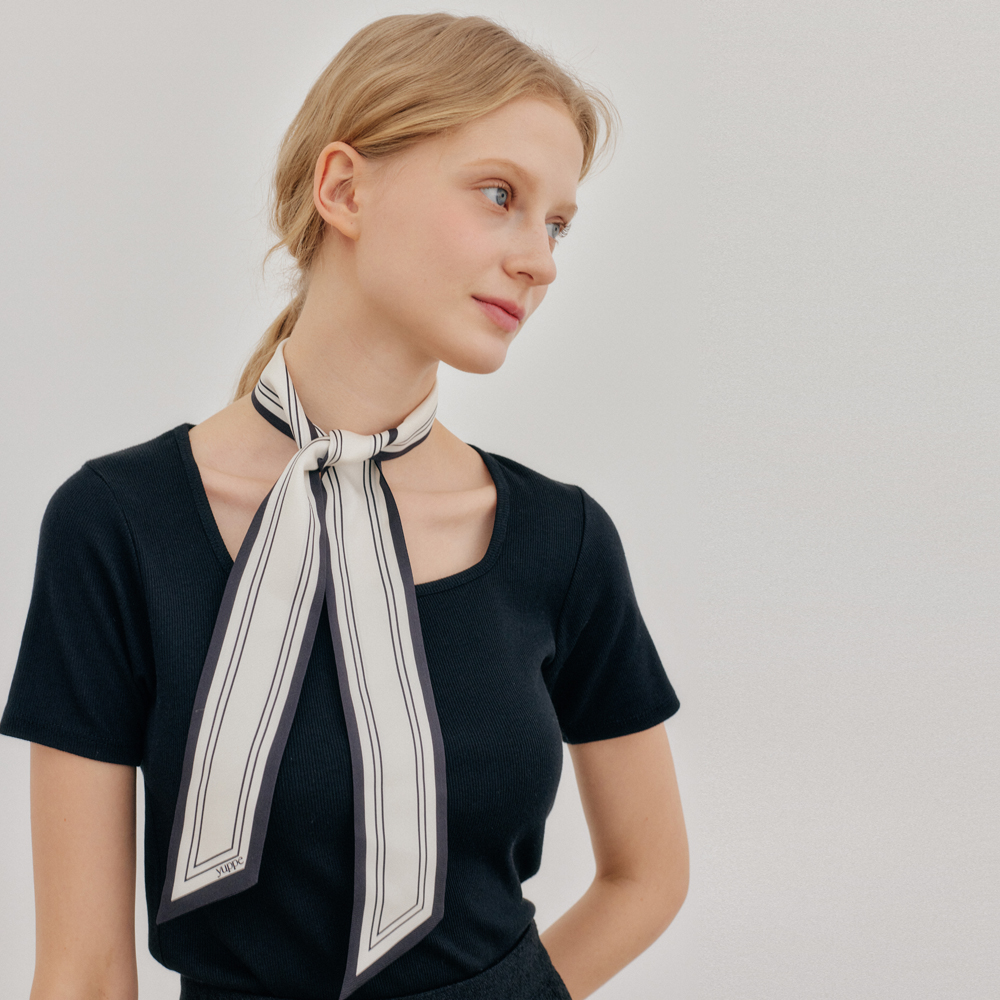 LINE TWILLY SCARF_BLACK - 상품 이미지