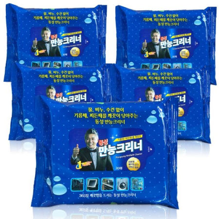 티슈형 만능세정제 30매x5개 주방 욕실 찌든때 기름때 제거 청소용품 물티슈