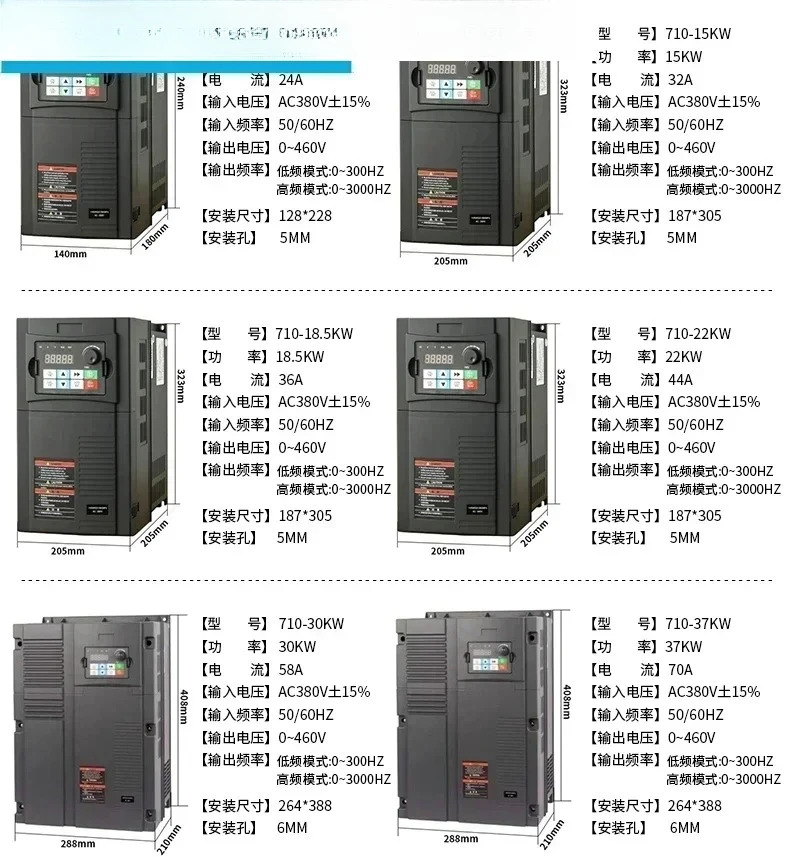 무거운 하벡터 주파수 변환기 3상 220 입력 220V 출력 0.75/55KW 모터 팬 속도 컨트롤러