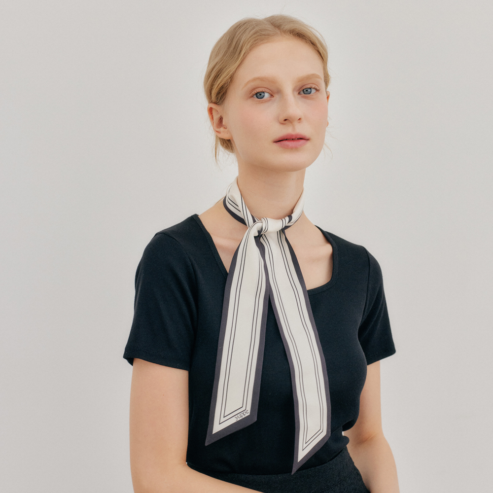 LINE TWILLY SCARF_BLACK - 상세 이미지 2