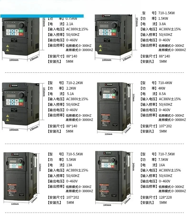 무거운 하벡터 주파수 변환기 3상 220 입력 220V 출력 0.75/55KW 모터 팬 속도 컨트롤러