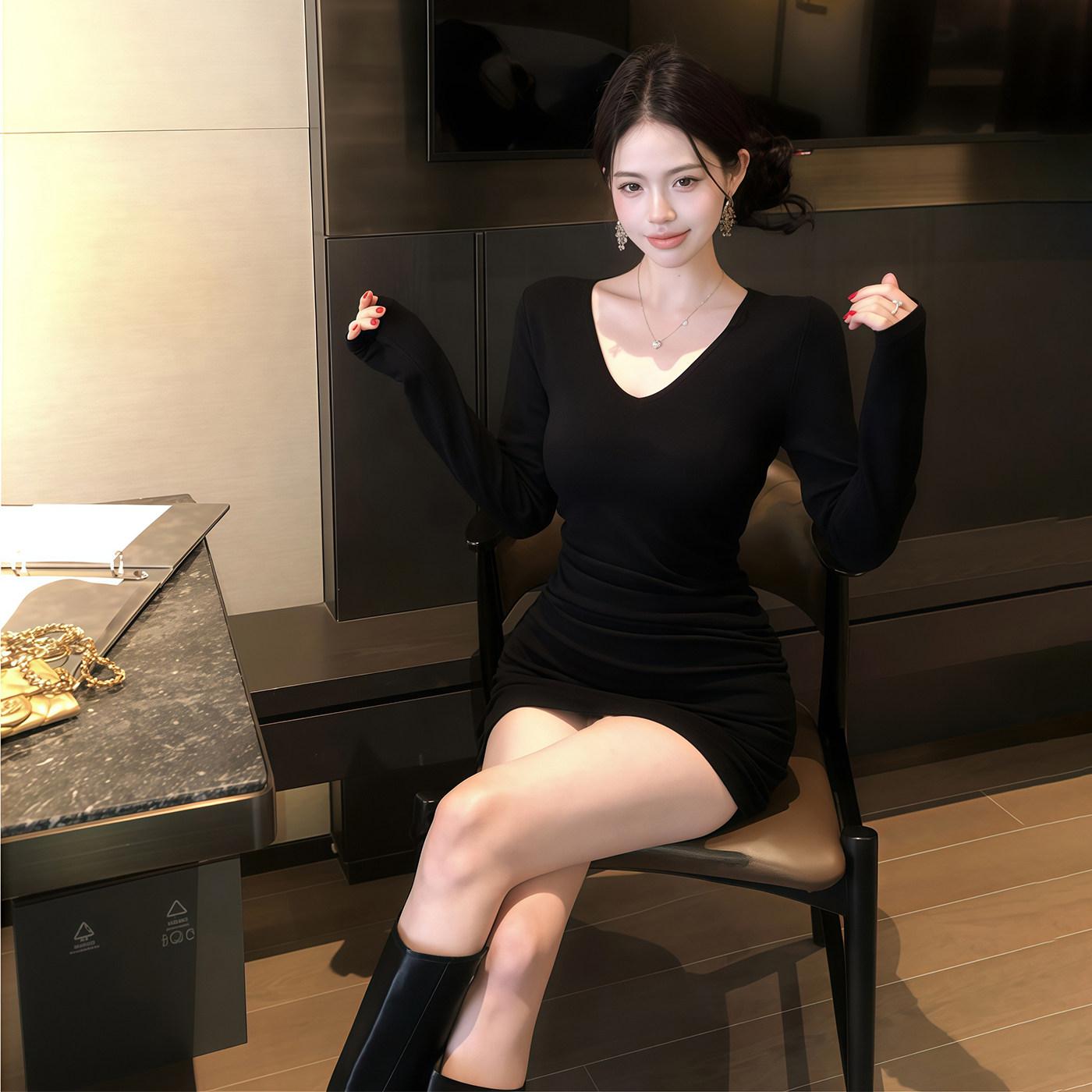원피스 최미나수 김민지 김고은 솔로지옥 골지니트 글램룩 키작녀 파티룩 - 상세 이미지 3