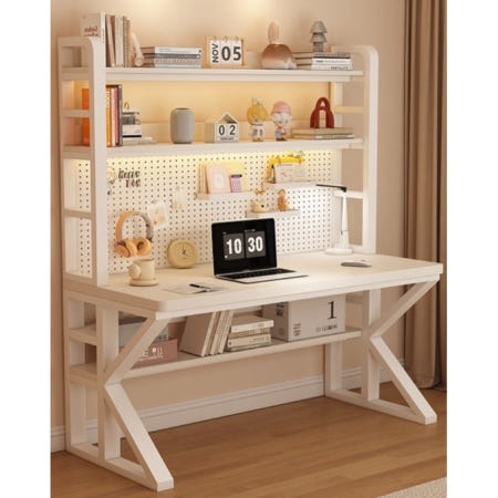 [해외]타공판 책상 컴퓨터 테이블 수납 선반 멀티 책장 원룸