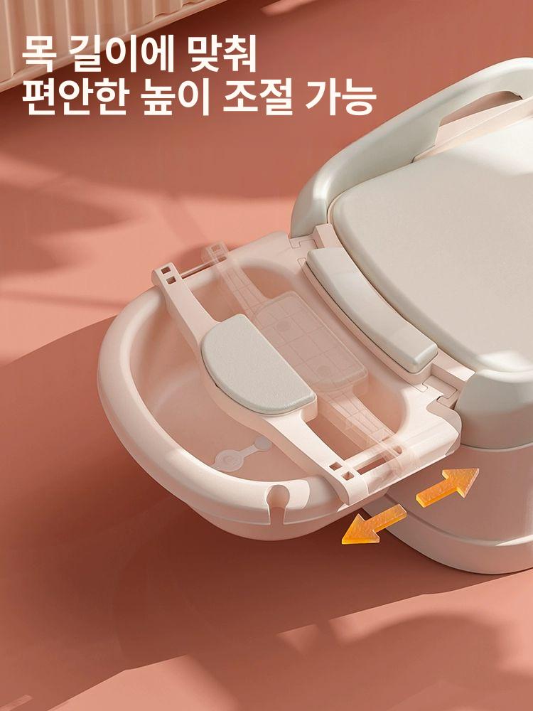 성인용 샴푸의자 목욕의자 샴푸체어 간병 머리감는 누워서 고급풀PU부드러운쿠션 사쿠라핑크 전기 샤워 - 상세 이미지 3