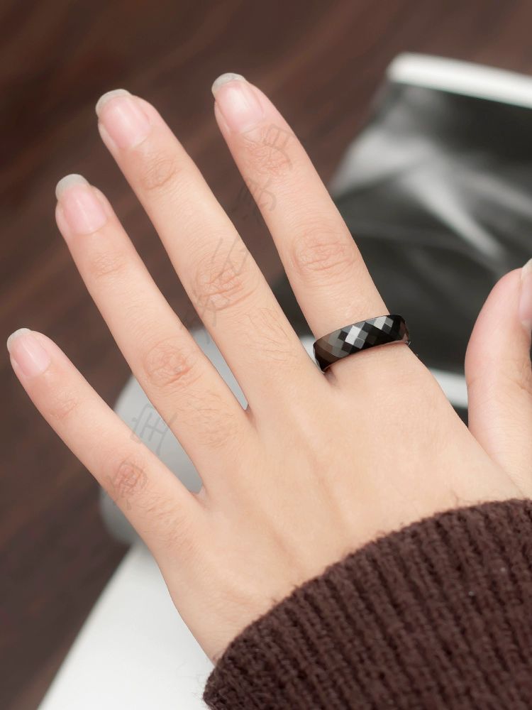 블랙 믹 남성용 흑요석반지 반지 옥 6mm 매끄러운 천연 및 10 여성용 - 상품 이미지