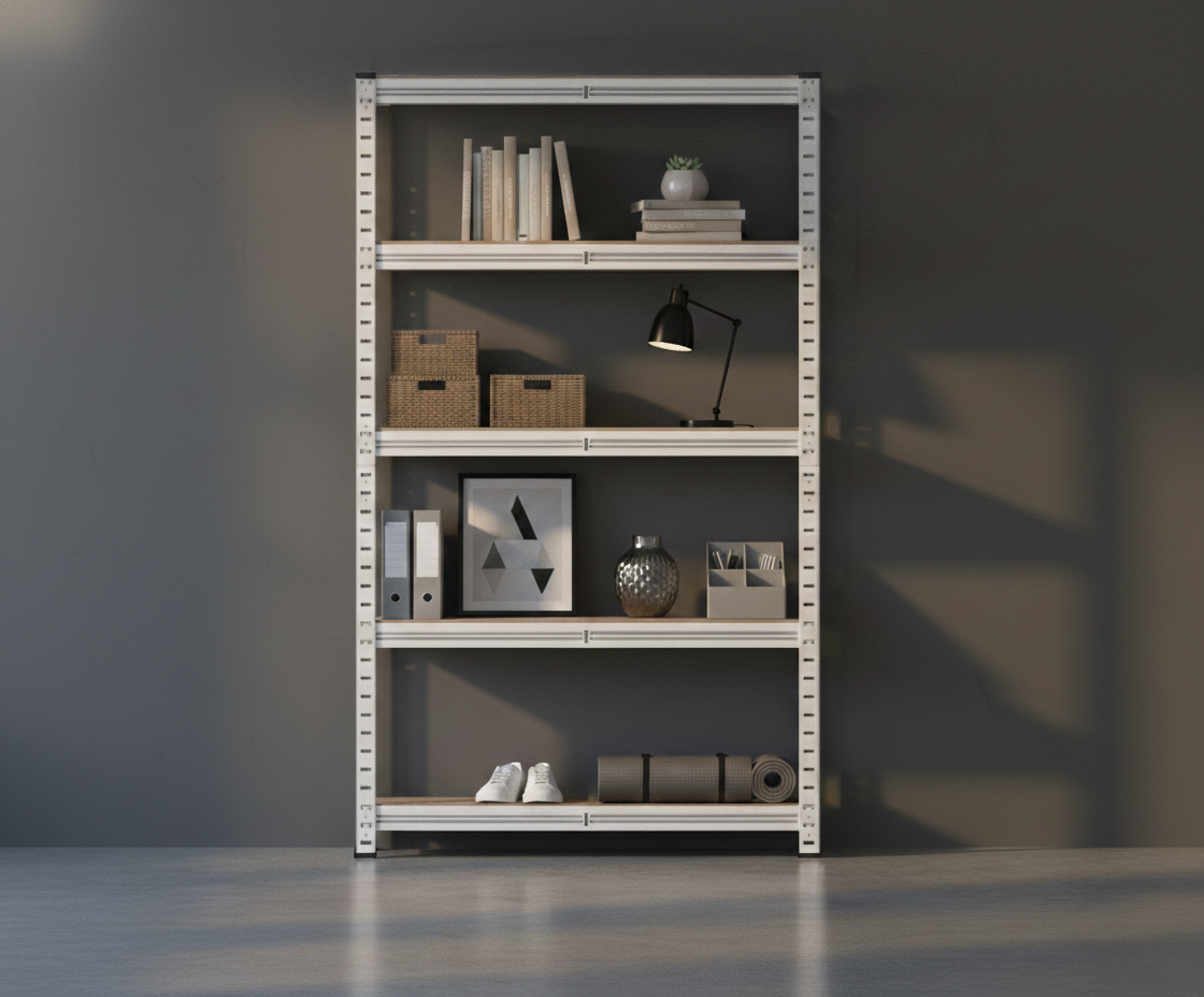 에코랙 튼튼한 조립식 앵글 철제 선반 경량랙 130kg 7040180 5단 화이트 제품 이미지