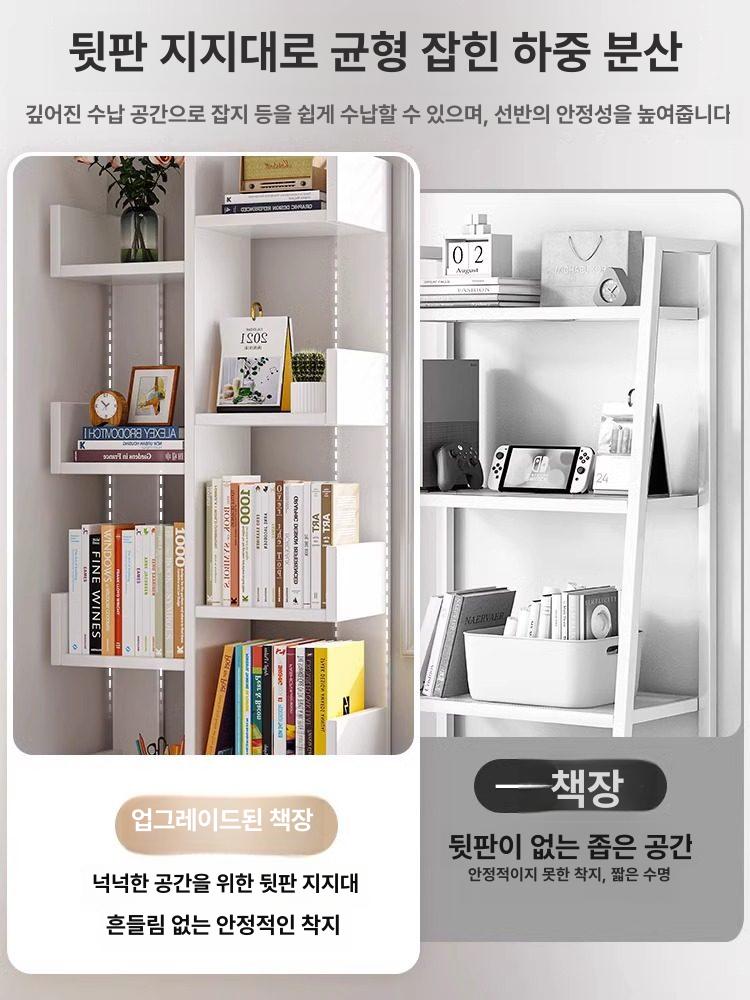 스탠딩 책꽃이 선인장 가구 감성 지그재그 웜화이트 10칸 문 포함 이미지 6