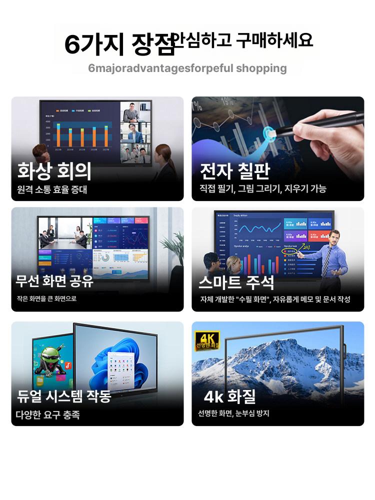 터치스크린 모니터 회의실 디스플레이 웹 내장 스마트 윈도우10 i5 8G+256 55L - 상세 이미지 4