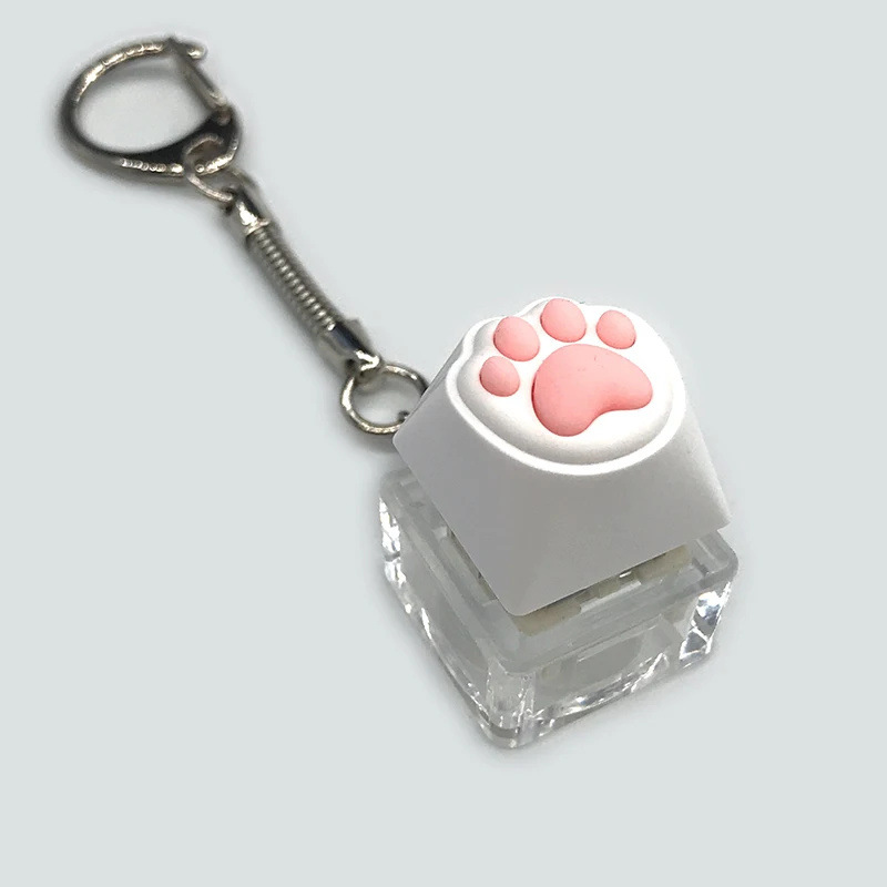 빛나는 LED 꾹꾹이 키캡 키링 고양이 발바닥 말랑이 키캡 딸깍이 청축 버튼 - 상세 이미지 3