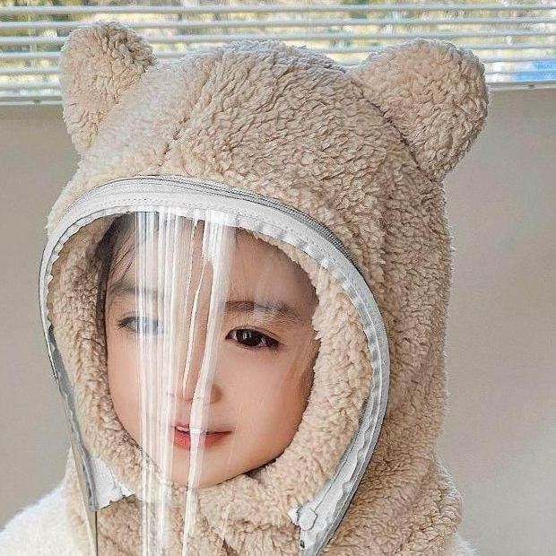 곰돌이 방한 모자 겨울 뽀글이 페이스 마스크 방풍 커버 - 상품 이미지