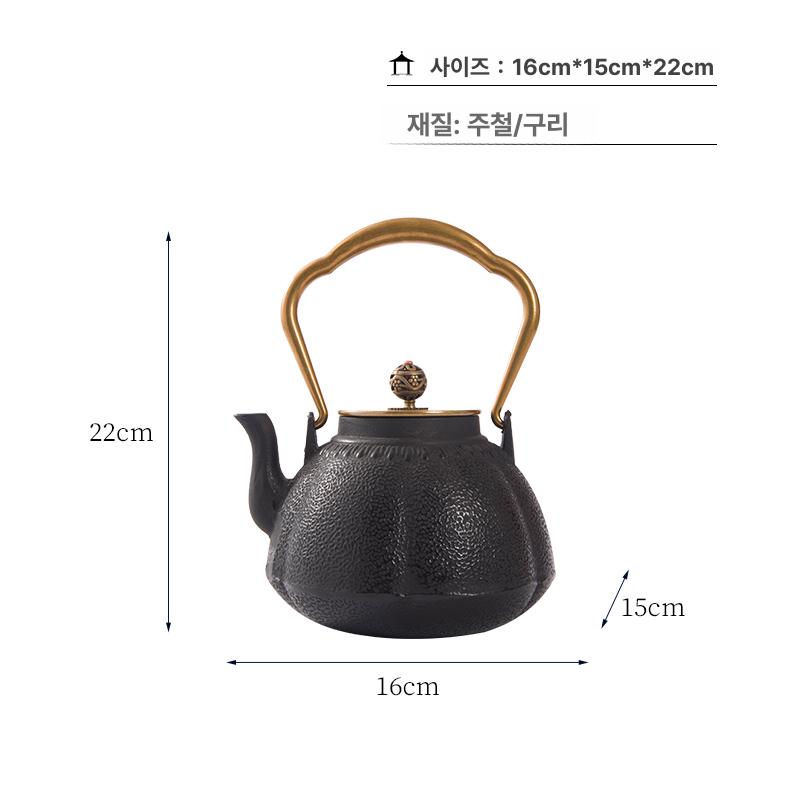 차 티메이커 주철 수제 티팟 가정용 내열 세트 도자기 0.8l 평평한 주전자 1l 이상 - 상세 이미지 3