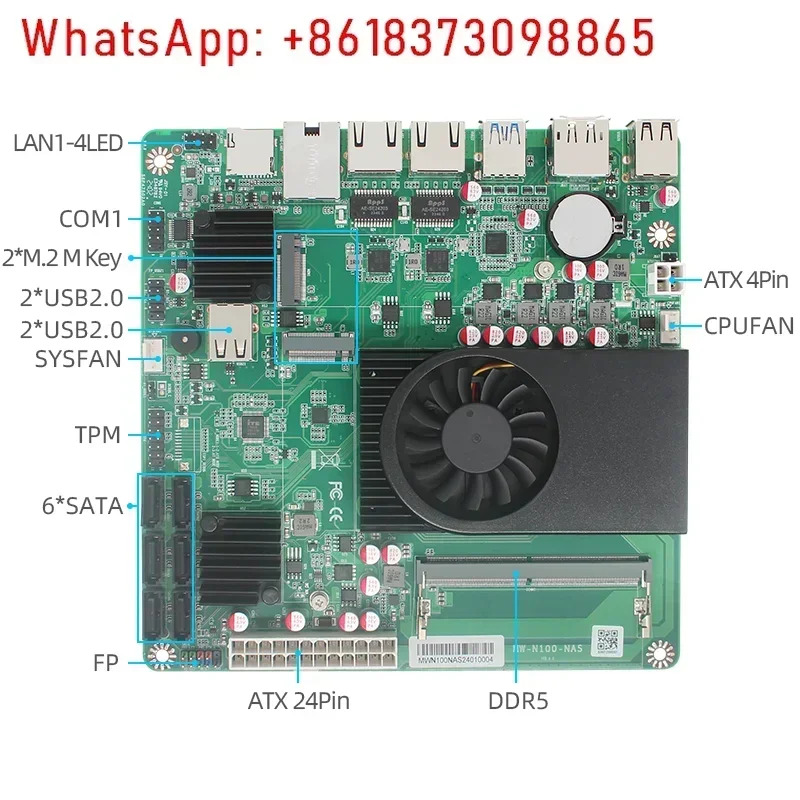 i3 N305 6비트 NAS 메보드기가비트 네트워크 포트 2 2.5G/1기가비트 m.2