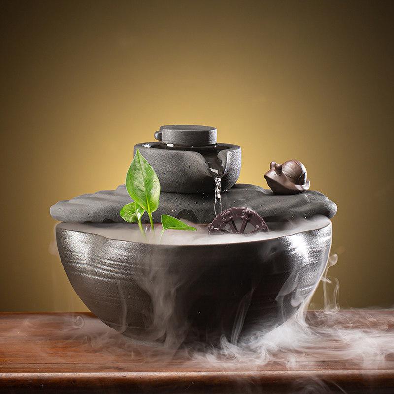 미니 분수 인테리어 탁상용 풍수 세라믹 돌수반 가습기