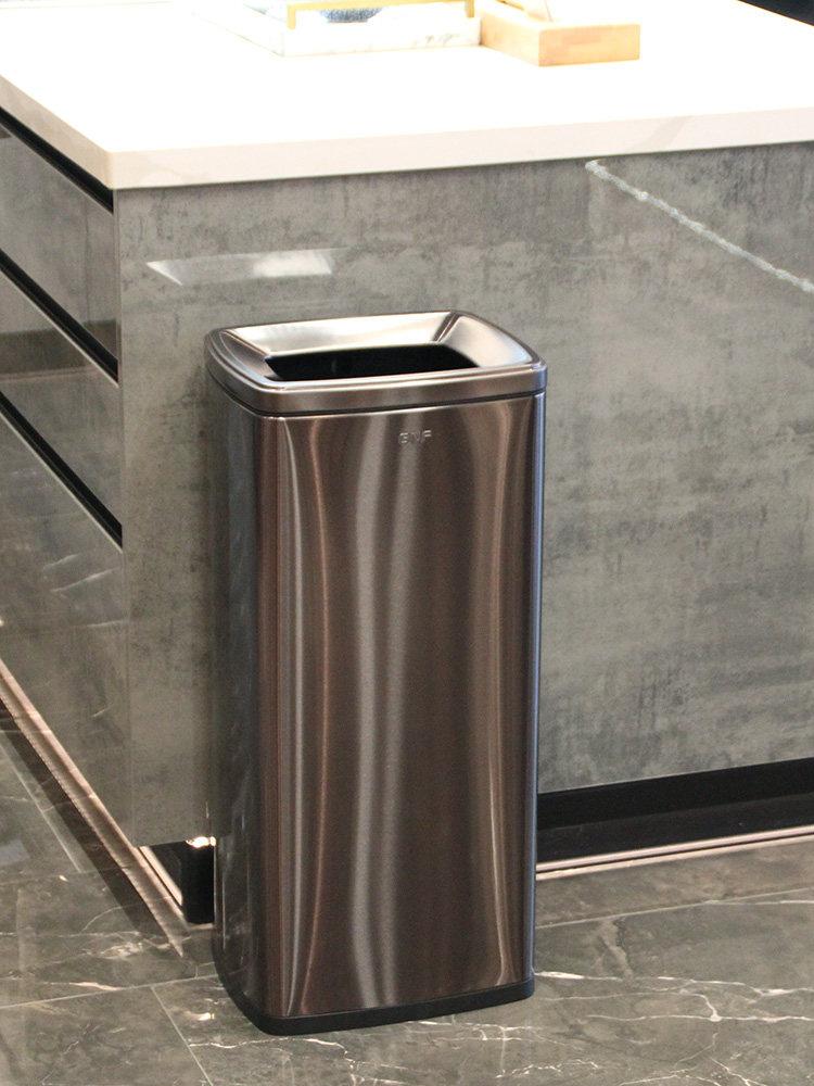 스테인리스 30L 오픈형 쓰레기통 카페 휴지통 대용량 30L 블랙골드 32 26x70cm - 상세 이미지 3