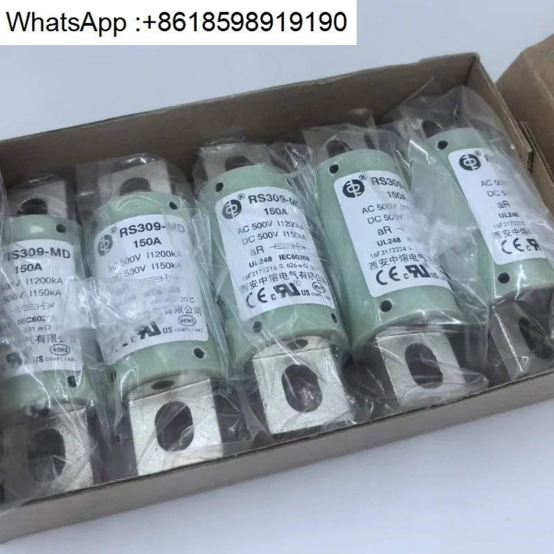 Zhongrong 전기 퓨즈 RS309-MD-100 150A 고전압 녹색 튜브 DC 신에너지 500V