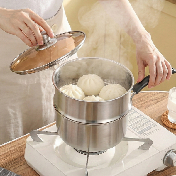 다용도 스테인레스 찜기 깊은 스텐 찜솥 인덕션 만두 2단 냄비 - 상품 이미지