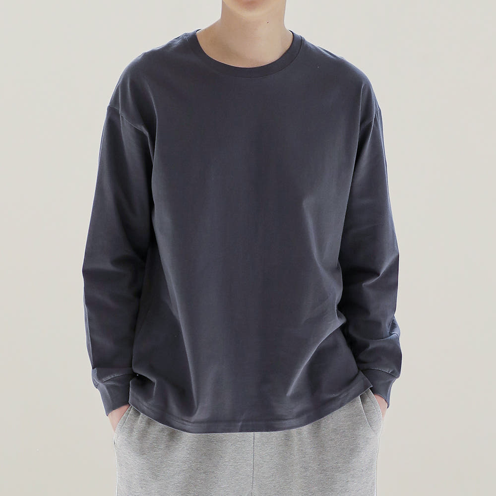 스라보 스라보 무지 긴팔 티셔츠 시보리 2XL 남녀공용