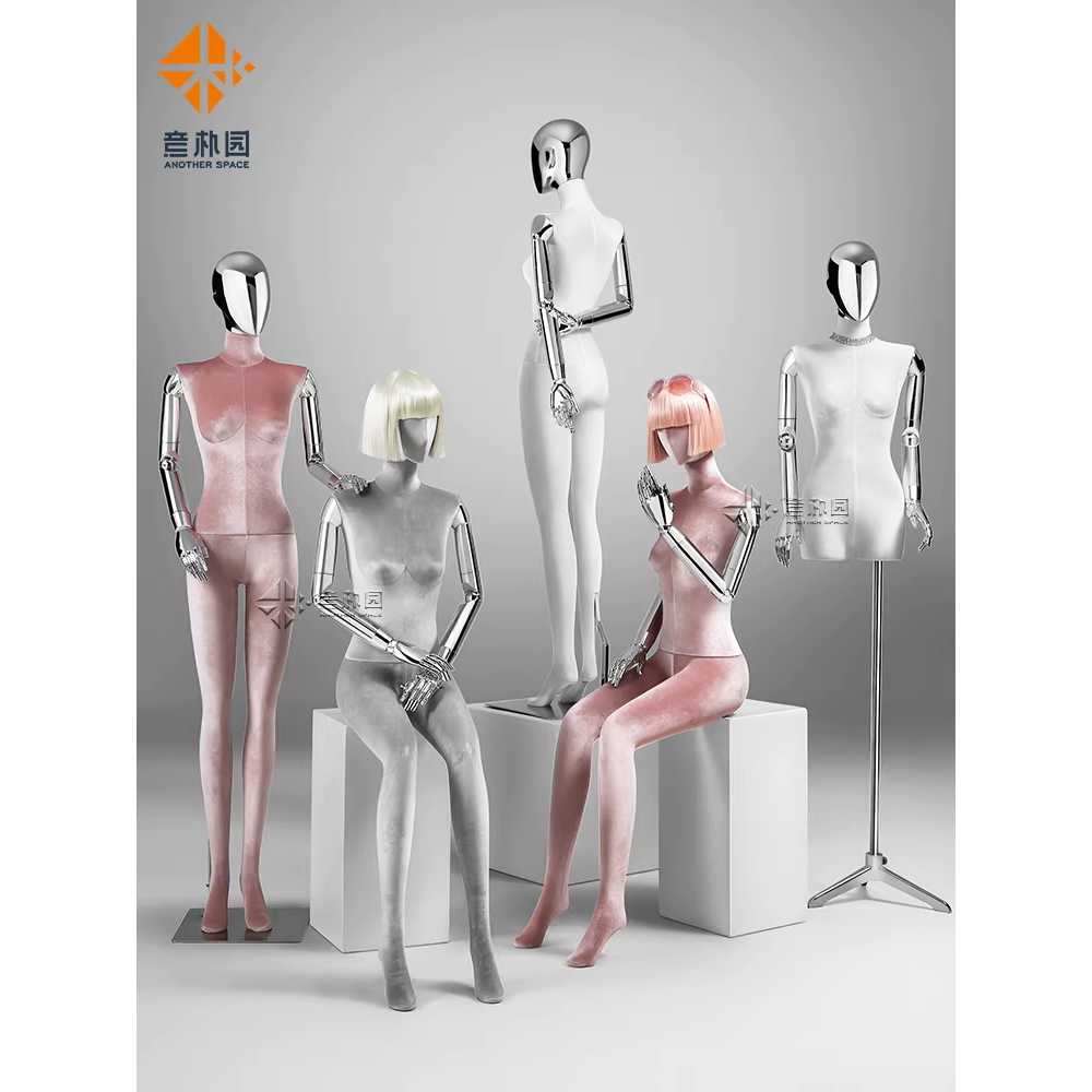 여성 마네킹 전신 쇼핑몰 디스플레이 전시 피팅 디피 반신 여성/ 실버 그레이 + 은색 헤드 - 상세 이미지 3