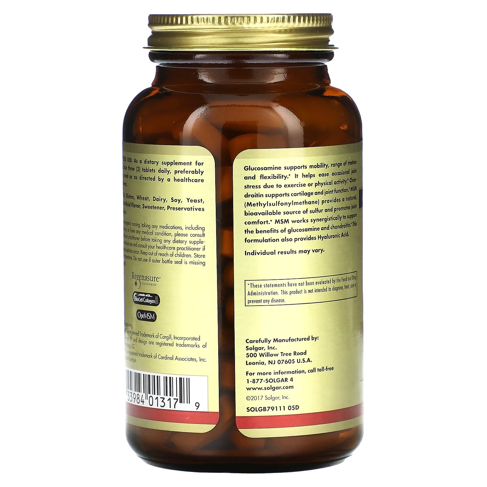 솔가 글루코사민 히알루론산 콘드로이친 MSM 1500mg 120정, 3개 - 상세 이미지 4