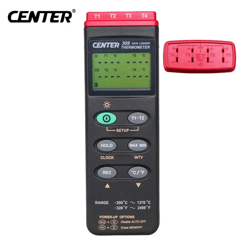 CENTER 309 휴대디지털 온도계 K 타입 4 채널 데이터로거 PC 인터페이스 CENTER309