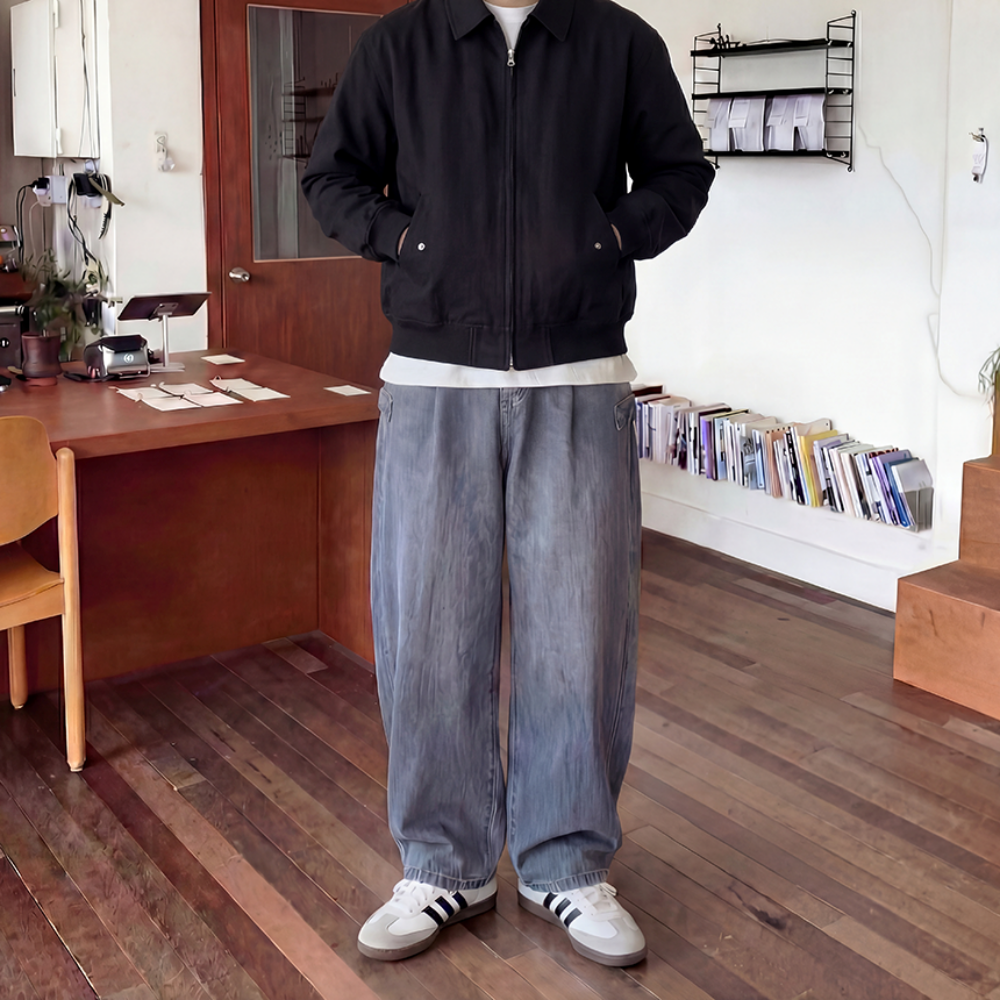 1+1 통청바지 남자와이드청바지 벌룬데님 남성진청데님 이미지 7