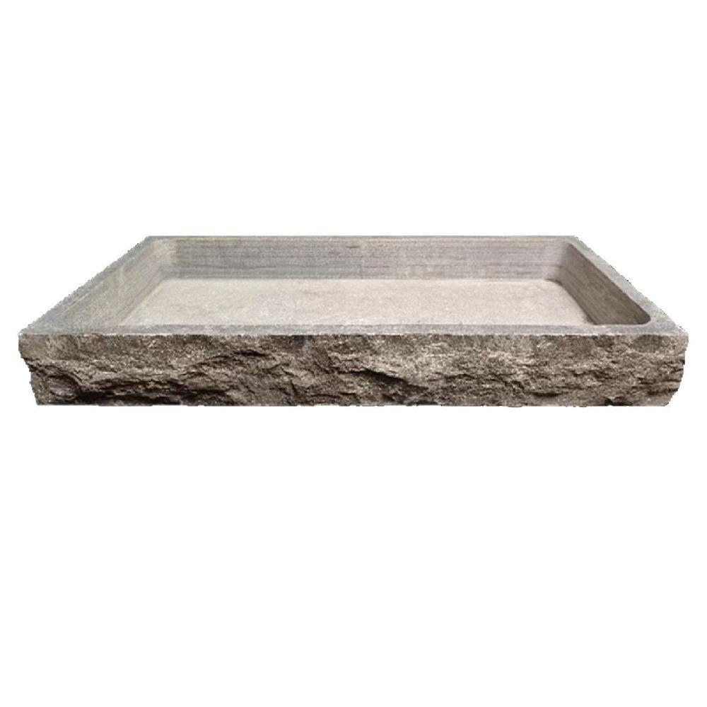 사각 돌수반 물확 수반 야외 받침대 현무암 연못 장식 돌구유 돌어항 청룡석 화분 25x15x3cm - 상품 이미지