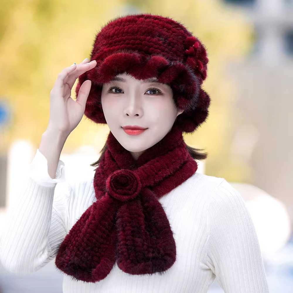 여성 밍크 모자 버킷햇 퍼 벙거지 중년 할머니 선물 블랙 - 상세 이미지 5