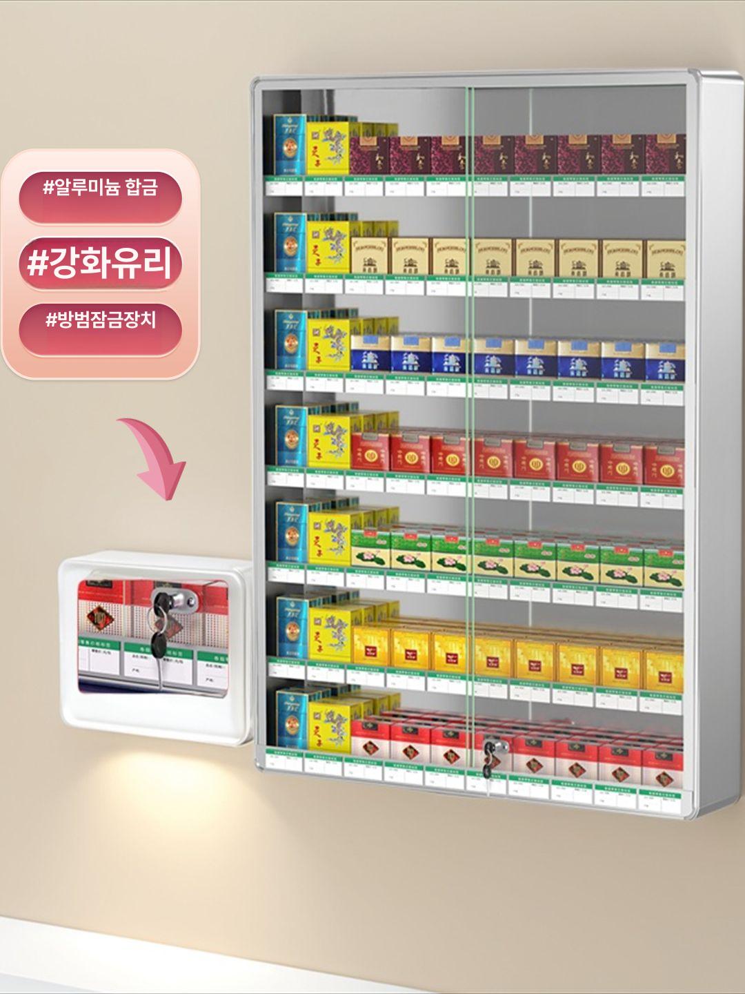 담배진열장 카운터 편의점 판매대 미닫이 진열대 5.5cm 82 x 105cm 가로형 강화유리문 포함 - 상세 이미지 2