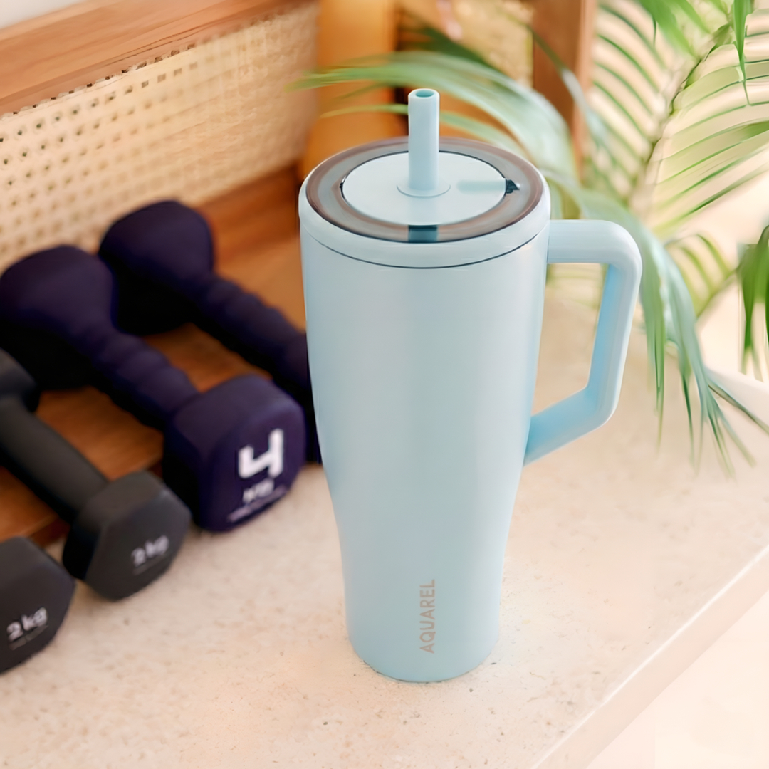 아쿠아렐 스텐 보온보냉 대용량 빨대 세라믹 텀블러 1.18L, 아쿠아미스트 이미지 7