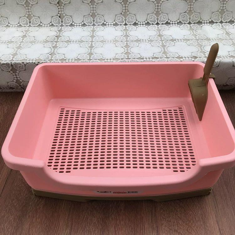 고양이 펠렛 변기 배변통 핑크 우드 화장실 박스 베이지화이트 - 상세 이미지 2