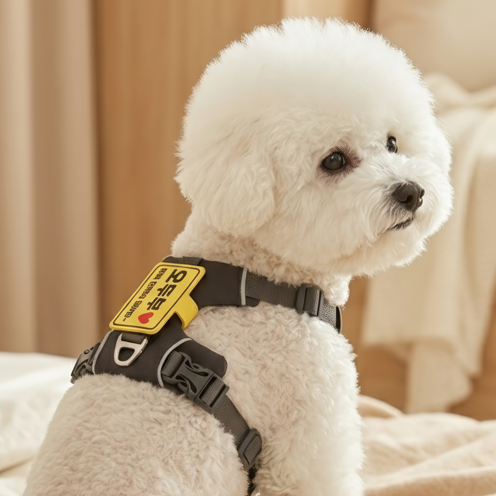 강아지 가죽 이름표 왕큰이름표 날개형 똑딱이 골드